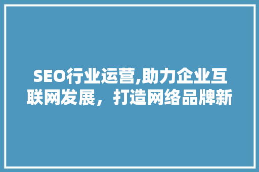 SEO行业运营,助力企业互联网发展，打造网络品牌新高度