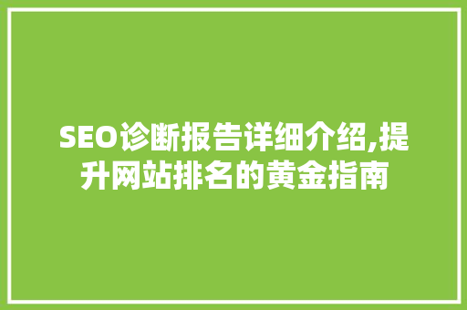 SEO诊断报告详细介绍,提升网站排名的黄金指南