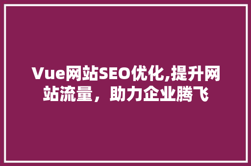 Vue网站SEO优化,提升网站流量，助力企业腾飞