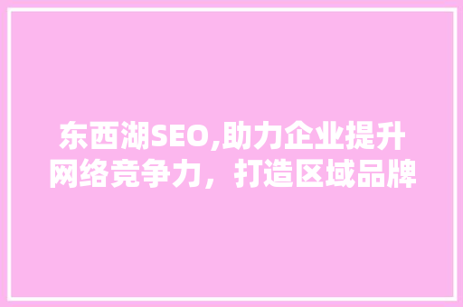 东西湖SEO,助力企业提升网络竞争力，打造区域品牌新格局