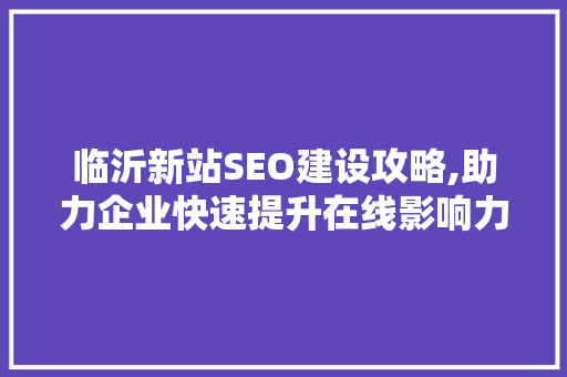 临沂新站SEO建设攻略,助力企业快速提升在线影响力
