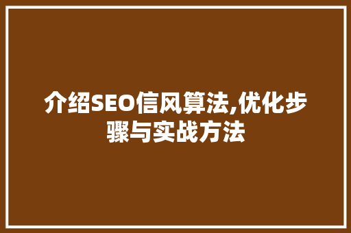 介绍SEO信风算法,优化步骤与实战方法
