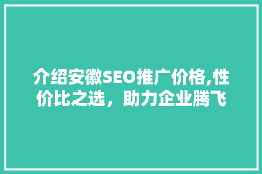 介绍安徽SEO推广价格,性价比之选，助力企业腾飞