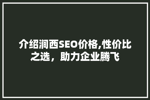 介绍涧西SEO价格,性价比之选，助力企业腾飞