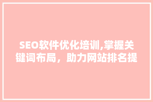 SEO软件优化培训,掌握关键词布局，助力网站排名提升  第1张