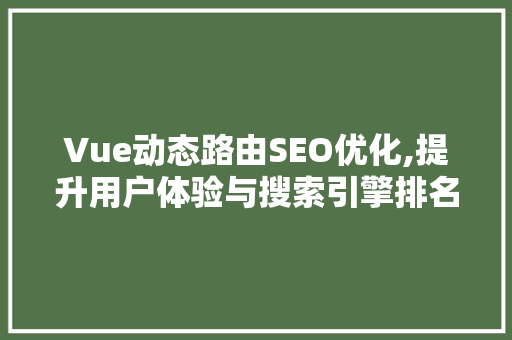Vue动态路由SEO优化,提升用户体验与搜索引擎排名的方法