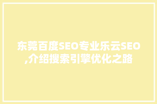 东莞百度SEO专业乐云SEO,介绍搜索引擎优化之路