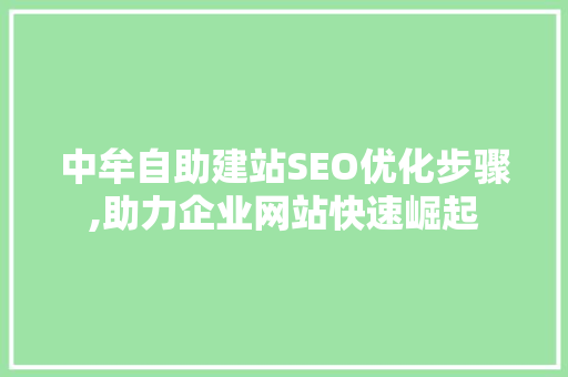 中牟自助建站SEO优化步骤,助力企业网站快速崛起  第1张