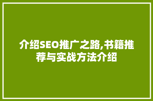 介绍SEO推广之路,书籍推荐与实战方法介绍  第1张