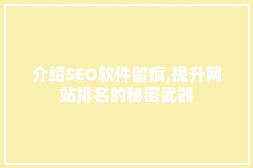 介绍SEO软件留痕,提升网站排名的秘密武器