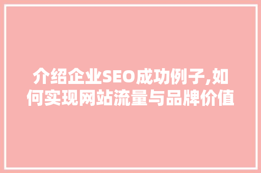 介绍企业SEO成功例子,如何实现网站流量与品牌价值的双赢