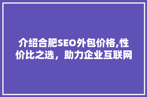 介绍合肥SEO外包价格,性价比之选，助力企业互联网营销