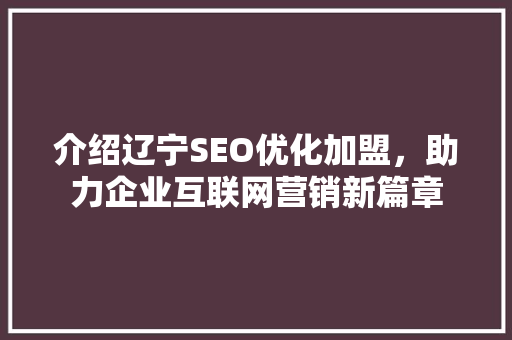 介绍辽宁SEO优化加盟，助力企业互联网营销新篇章