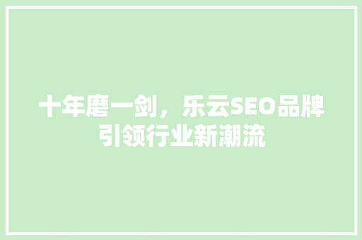 十年磨一剑，乐云SEO品牌引领行业新潮流