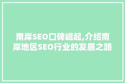 南岸SEO口碑崛起,介绍南岸地区SEO行业的发展之路