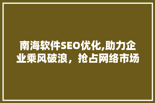 南海软件SEO优化,助力企业乘风破浪，抢占网络市场制高点