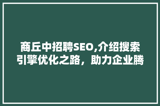 商丘中招聘SEO,介绍搜索引擎优化之路，助力企业腾飞