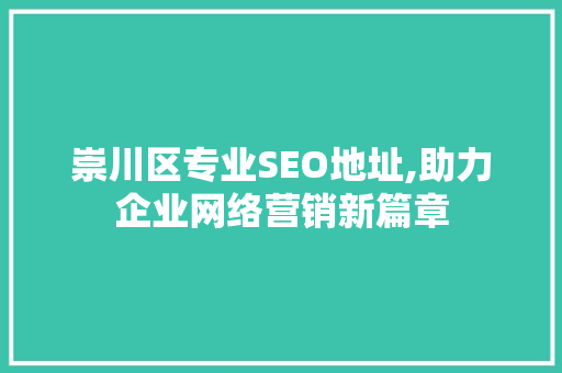 崇川区专业SEO地址,助力企业网络营销新篇章