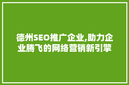 德州SEO推广企业,助力企业腾飞的网络营销新引擎