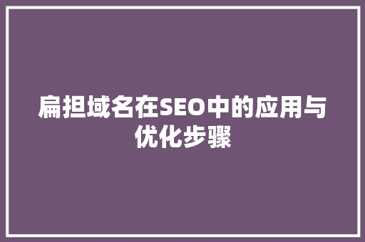 扁担域名在SEO中的应用与优化步骤