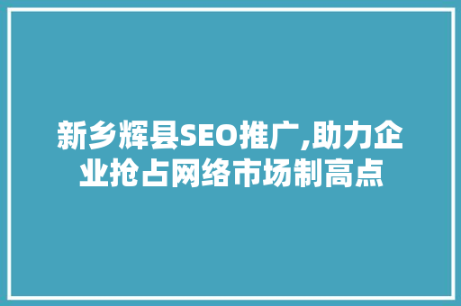 新乡辉县SEO推广,助力企业抢占网络市场制高点
