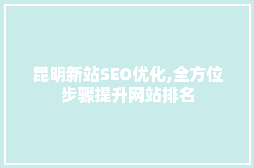 昆明新站SEO优化,全方位步骤提升网站排名