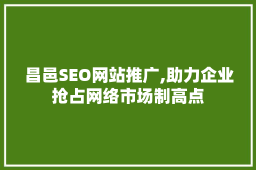 昌邑SEO网站推广,助力企业抢占网络市场制高点