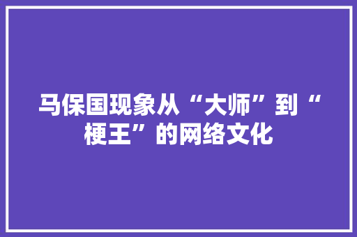 马保国现象从“大师”到“梗王”的网络文化