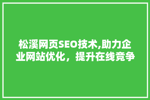 松溪网页SEO技术,助力企业网站优化，提升在线竞争力