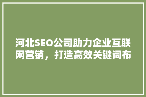 河北SEO公司助力企业互联网营销，打造高效关键词布局步骤