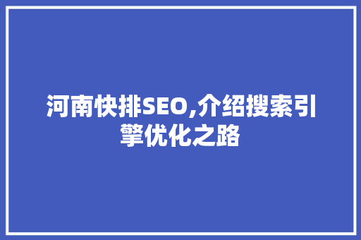 河南快排SEO,介绍搜索引擎优化之路