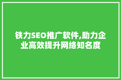 铁力SEO推广软件,助力企业高效提升网络知名度