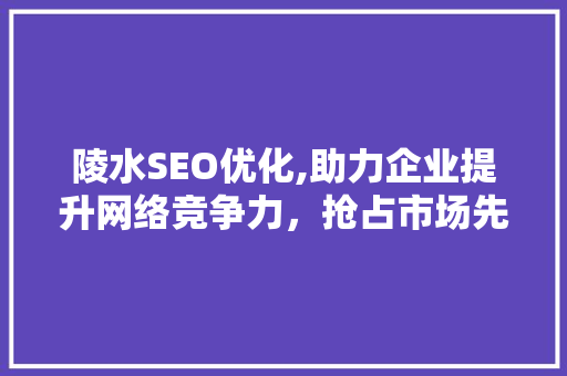 陵水SEO优化,助力企业提升网络竞争力，抢占市场先机