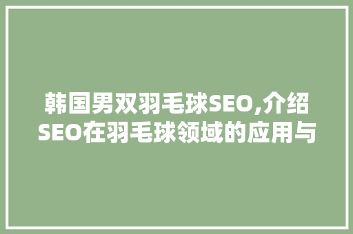韩国男双羽毛球SEO,介绍SEO在羽毛球领域的应用与价值
