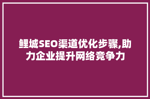 鲤城SEO渠道优化步骤,助力企业提升网络竞争力