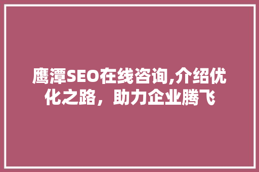 鹰潭SEO在线咨询,介绍优化之路，助力企业腾飞  第1张
