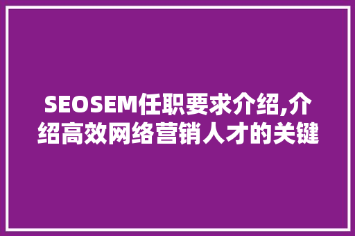 SEOSEM任职要求介绍,介绍高效网络营销人才的关键素质