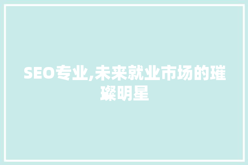 SEO专业,未来就业市场的璀璨明星