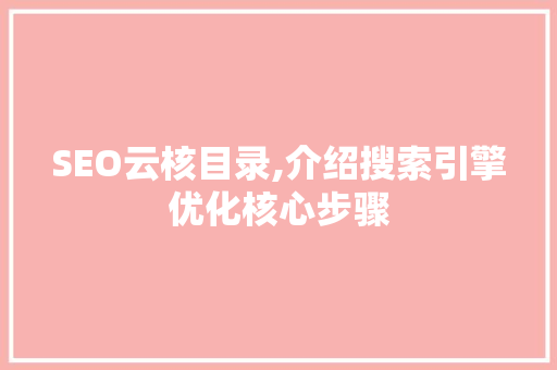SEO云核目录,介绍搜索引擎优化核心步骤