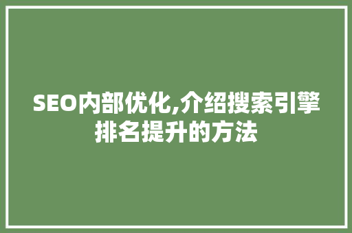 SEO内部优化,介绍搜索引擎排名提升的方法