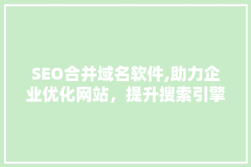 SEO合并域名软件,助力企业优化网站，提升搜索引擎排名