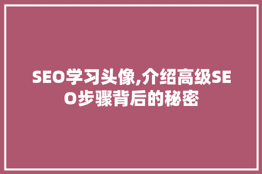 SEO学习头像,介绍高级SEO步骤背后的秘密