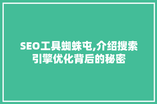 SEO工具蜘蛛屯,介绍搜索引擎优化背后的秘密