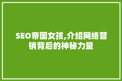 SEO帝国女孩,介绍网络营销背后的神秘力量