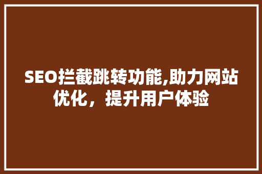 SEO拦截跳转功能,助力网站优化，提升用户体验