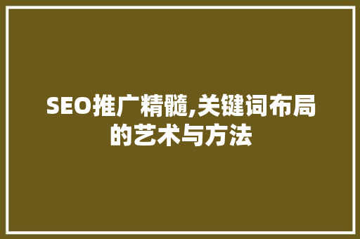 SEO推广精髓,关键词布局的艺术与方法