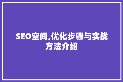 SEO空间,优化步骤与实战方法介绍