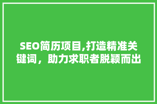 SEO简历项目,打造精准关键词，助力求职者脱颖而出