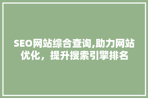 SEO网站综合查询,助力网站优化，提升搜索引擎排名