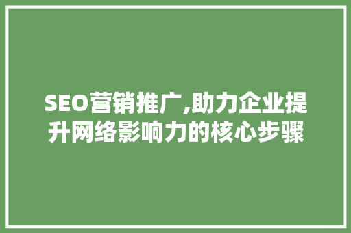 SEO营销推广,助力企业提升网络影响力的核心步骤